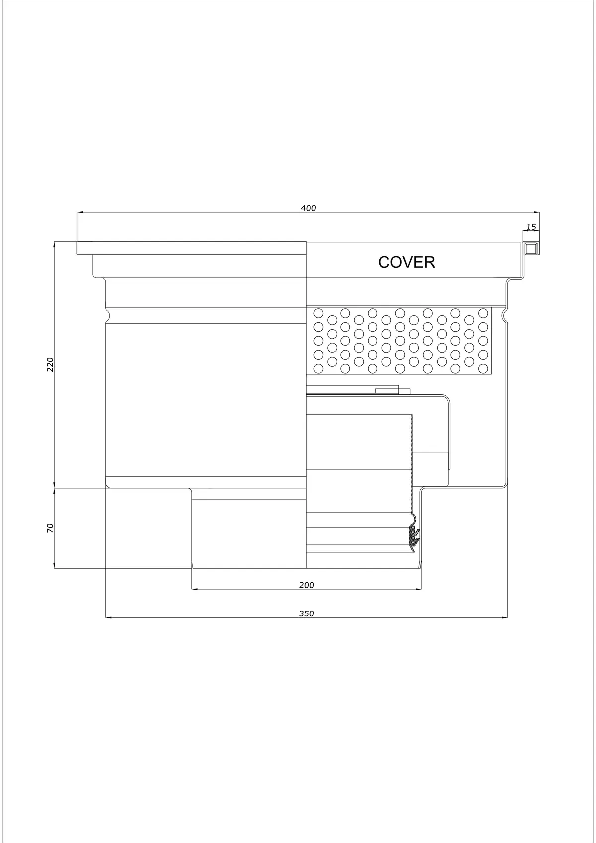 Yer Süzgeci BK_KRD 400x400 DN 200 - Tek Parça Dikey Gider