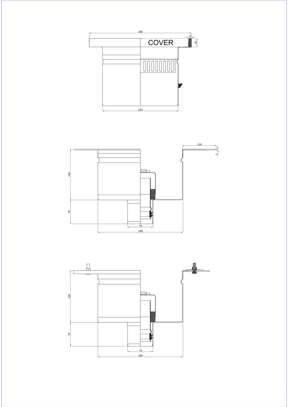 Yer Süzgeci BK_KROD 300 DN 75, 25x8 mm Kenarlı - İki Parçalı Dikey Süzgeç