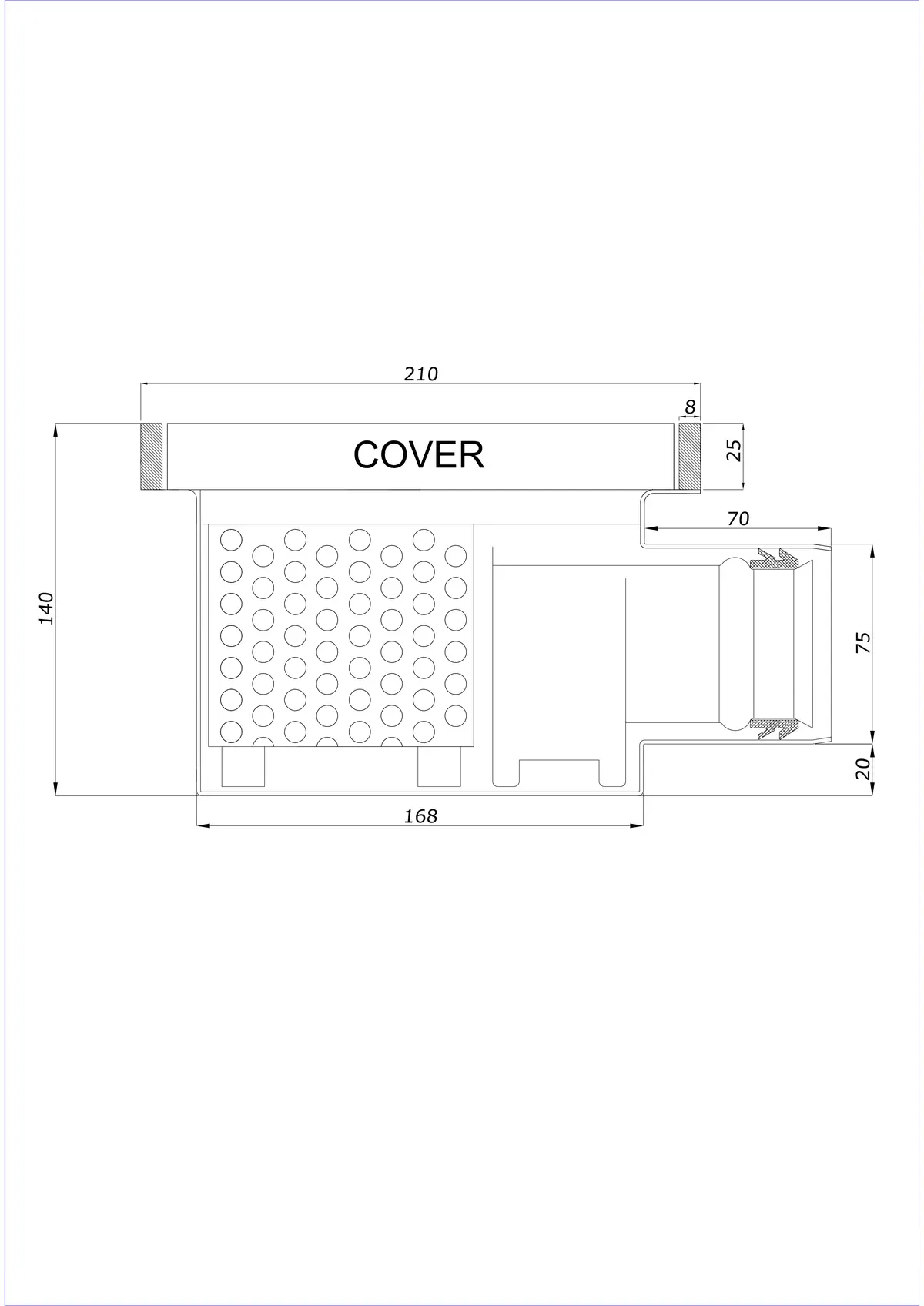 Yer Süzgeci BK_KROB 210 DN 75 Kenar 25x8mm - Tek Parça Yatay