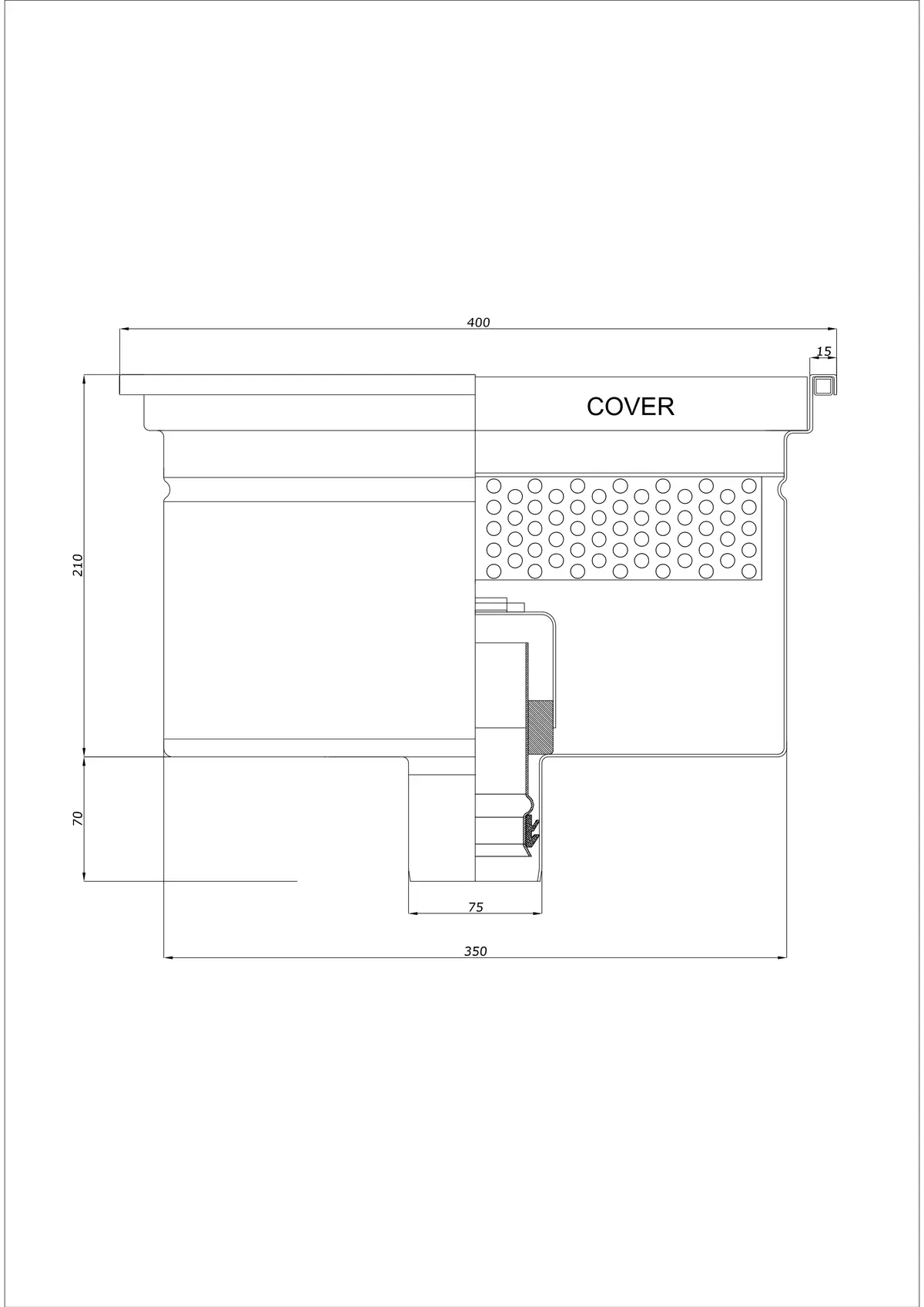 Yer Süzgeci BK_KRD 400x400 DN 75 - Tek Parça Dikey Drenaj