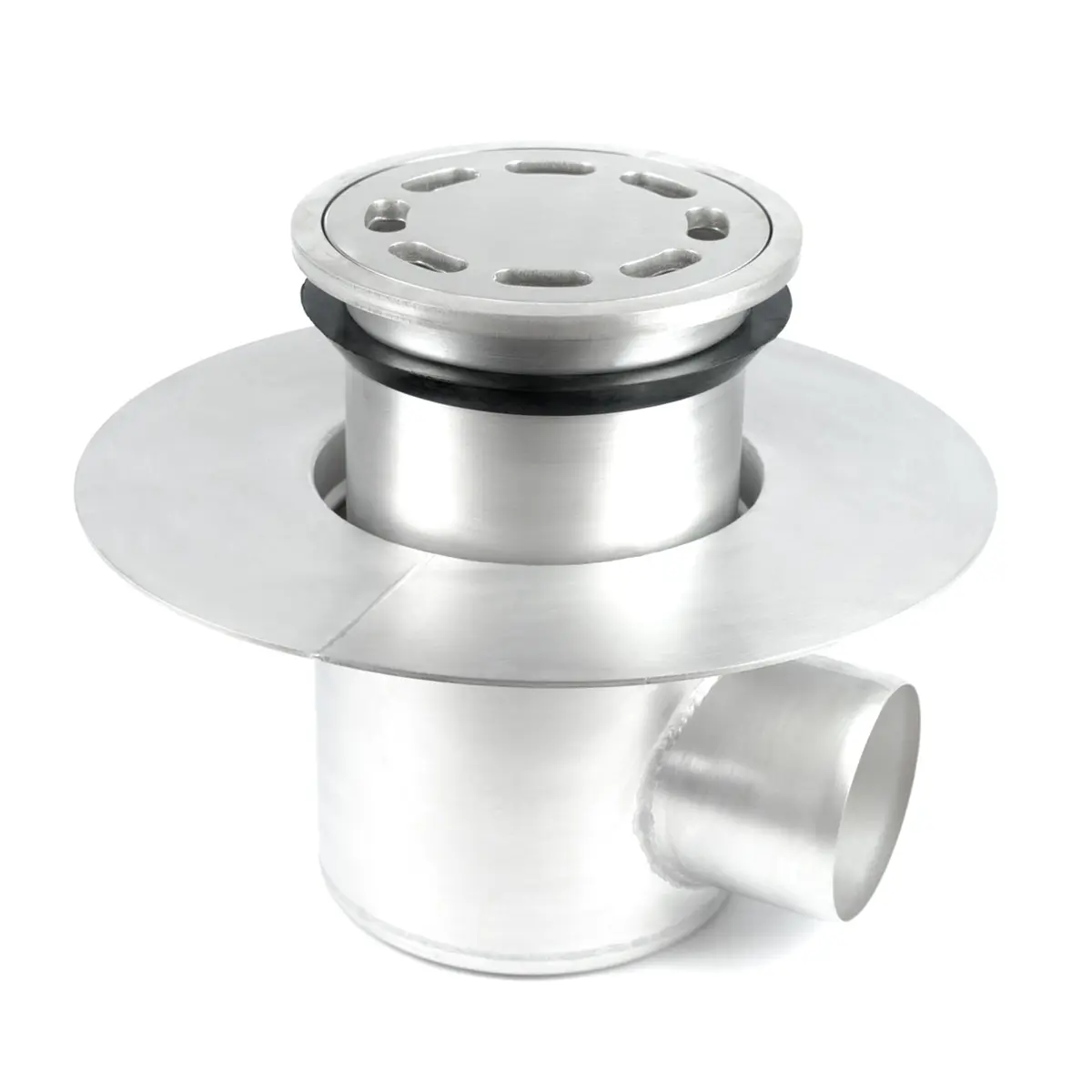 Yuvarlak yan giriş, iki parçalı, delikli kapak plakası ile