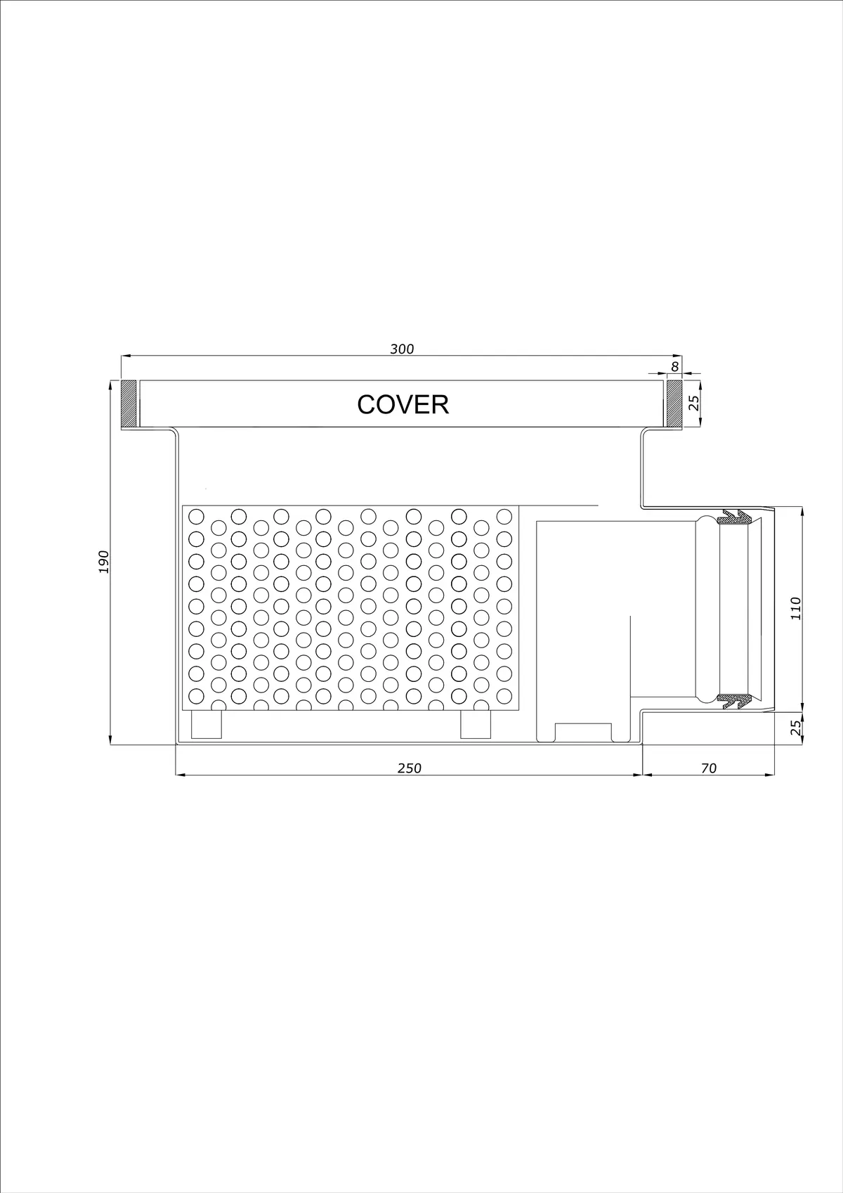 Yer Süzgeci BK_KROB 300 DN 110 Kenar 25x8mm - Tek Parça Yatay