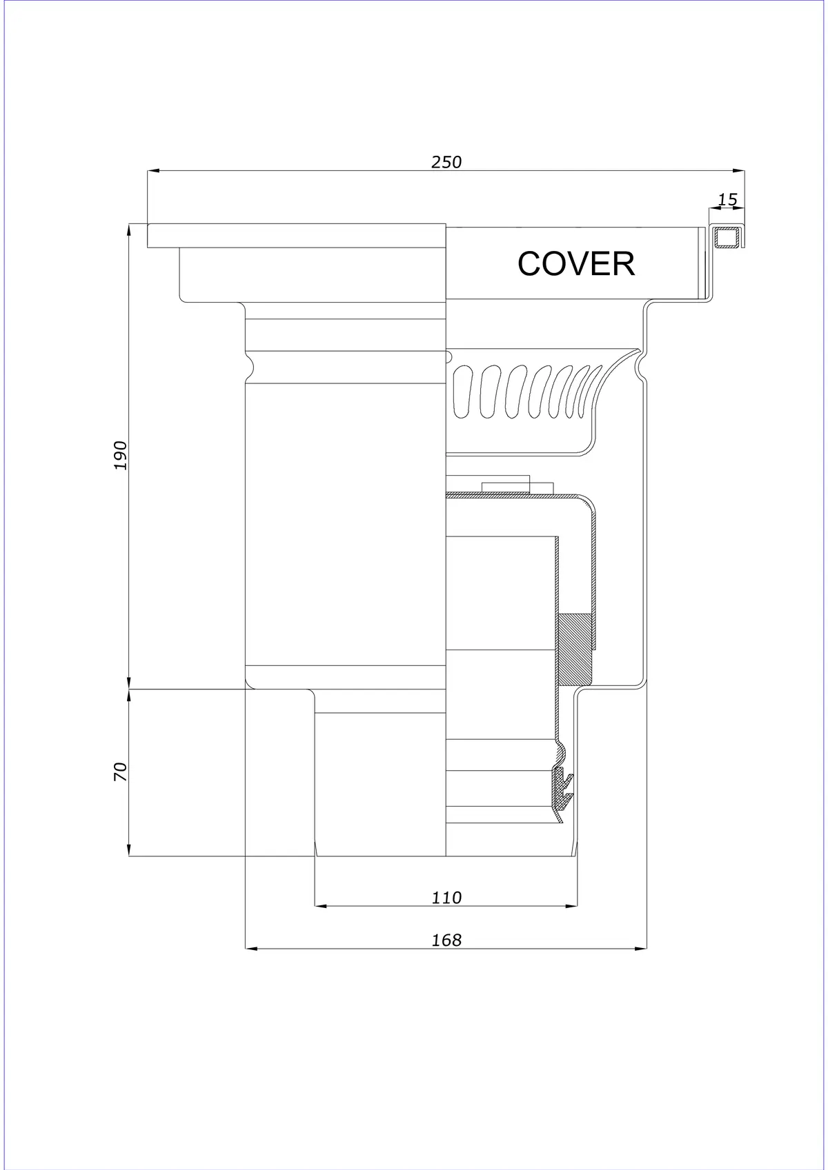 Yer Süzgeci BK_KRD 250x250 DN 110 - Tek Parça Dikey