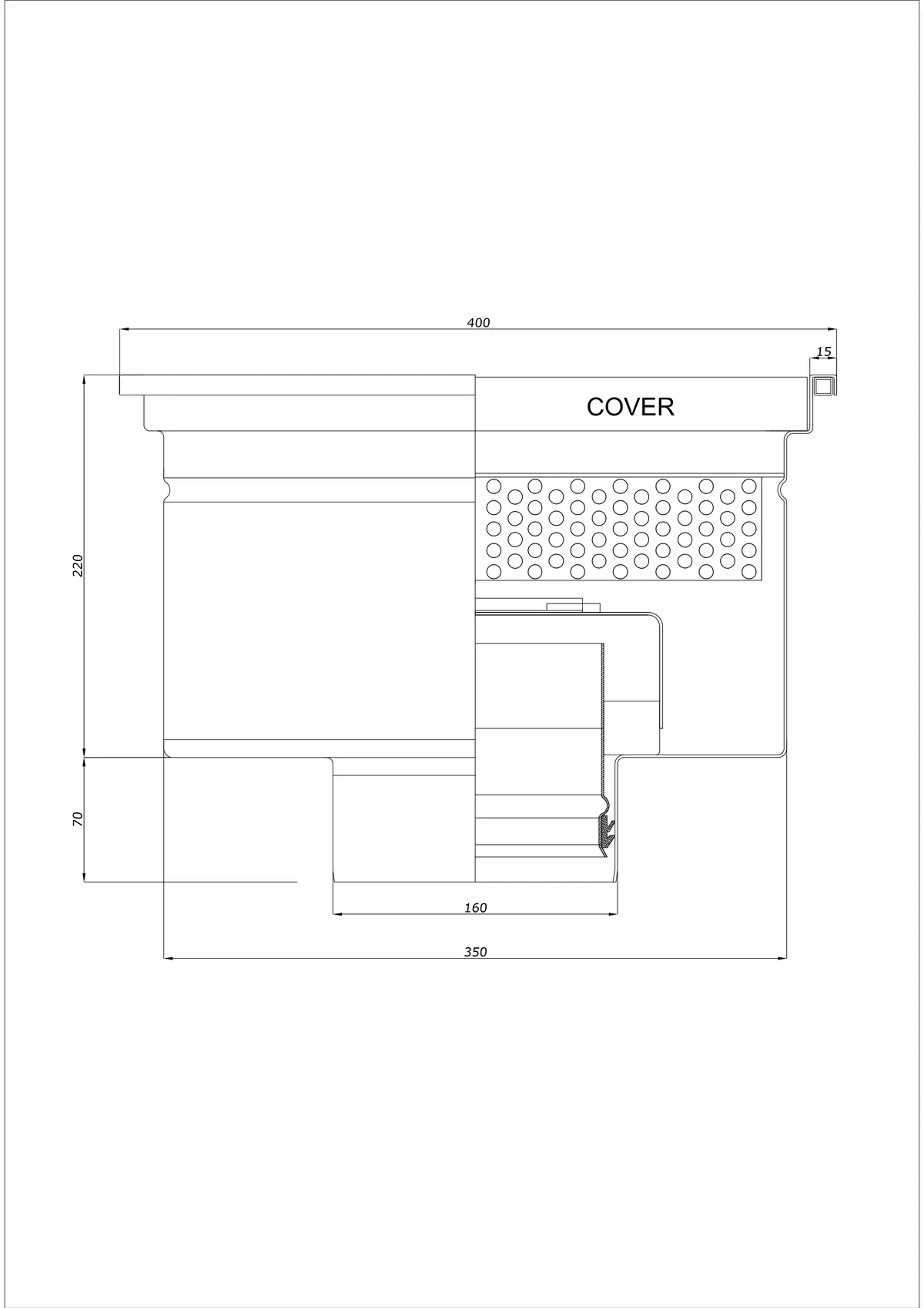 Yer Süzgeci BK_KRD 400x400 DN 160 - Tek Parçalı Dikey Gider
