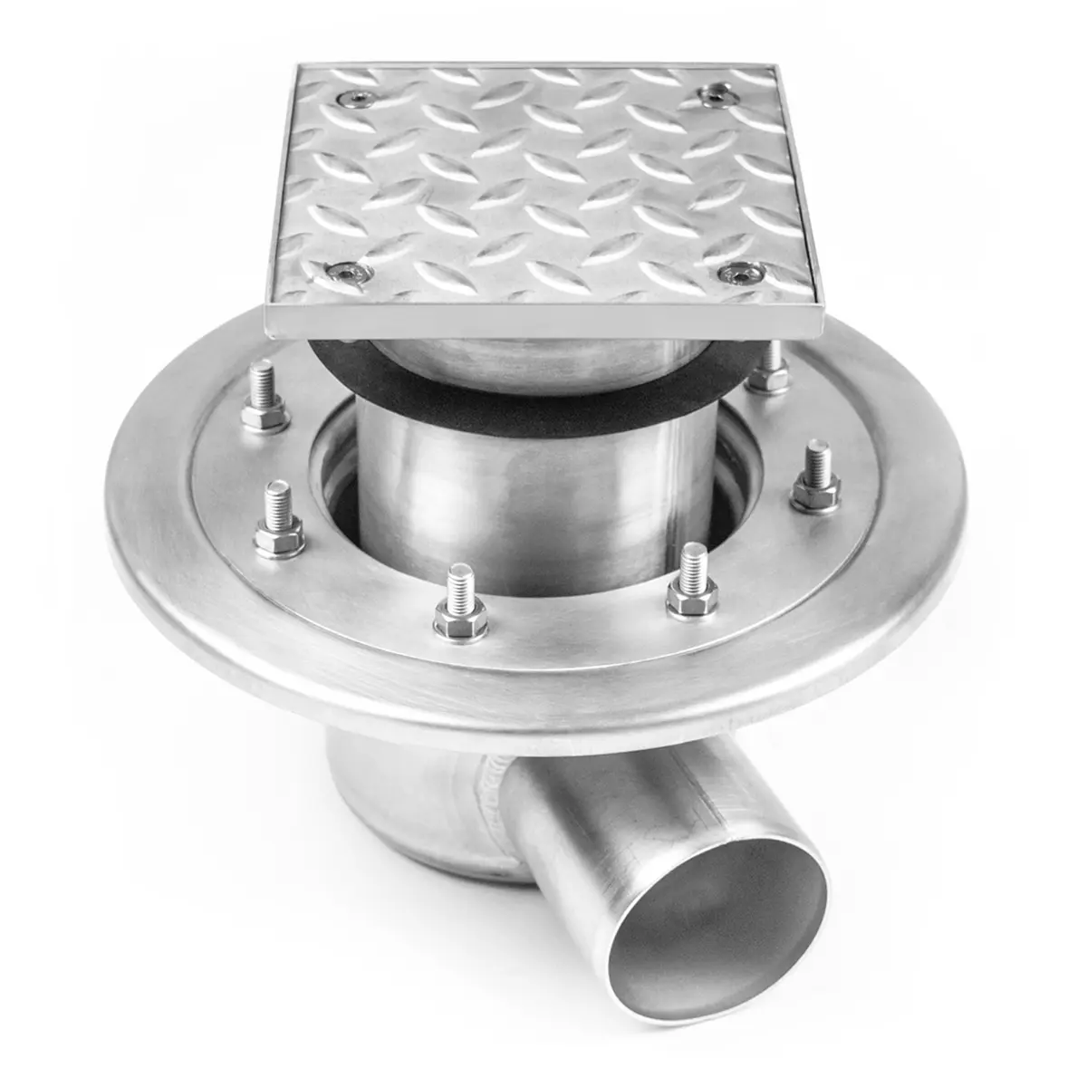 Yandan monteli iki parçalı paslanmaz çelik kontrol kapağı yivli kapak ile