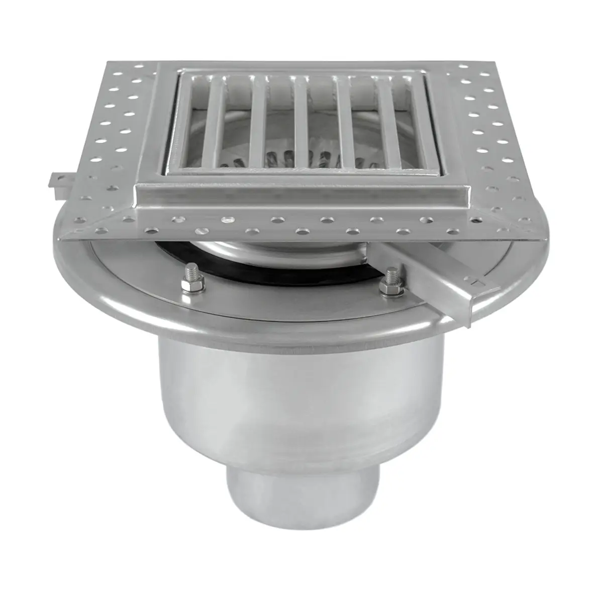 İki parçalı kare alt drenaj, merdiven kapağı ile