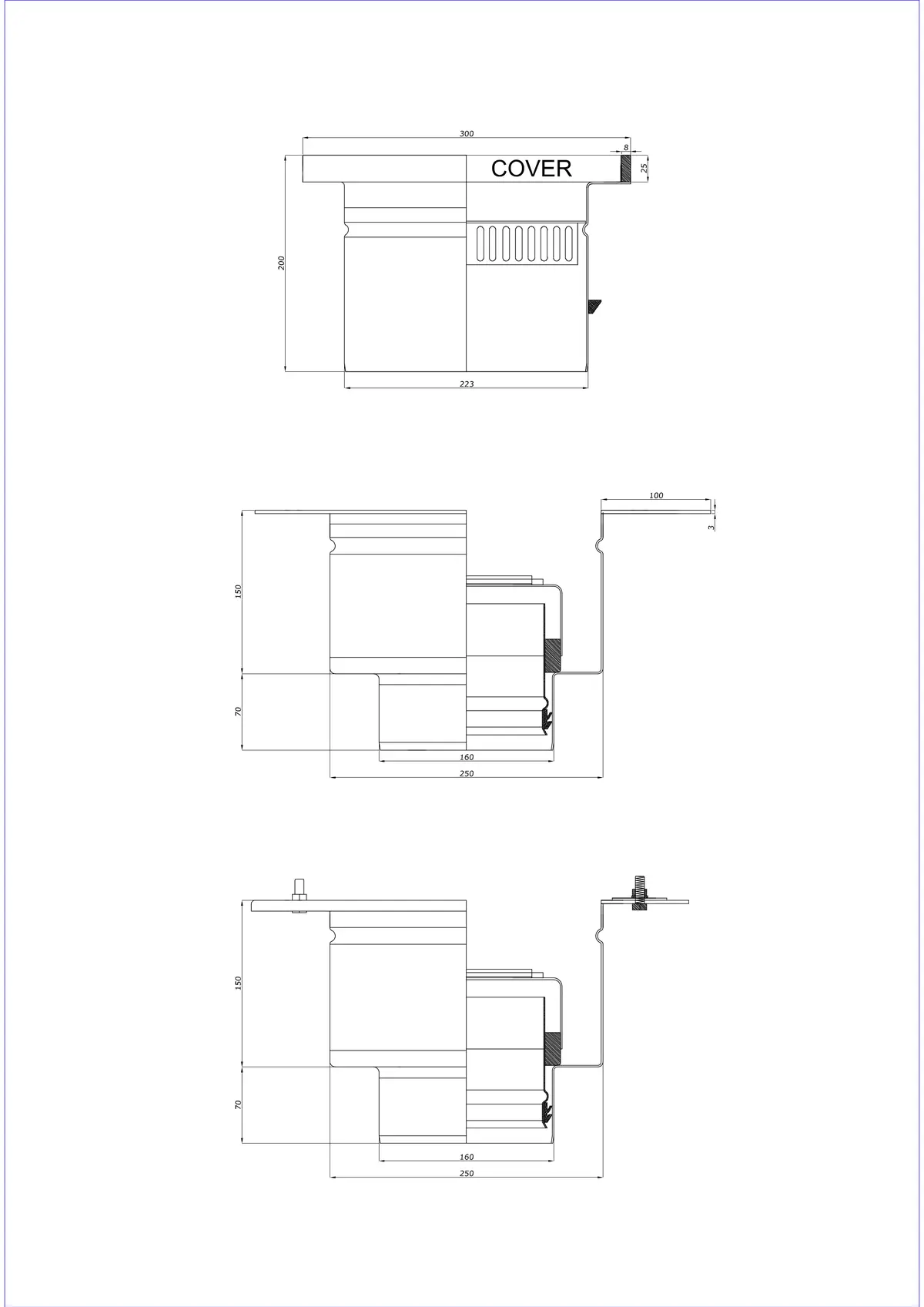 Yer Sifonu BK_KROD 300 DN 160 Kenar 25x8mm - İki Parçalı Dikey