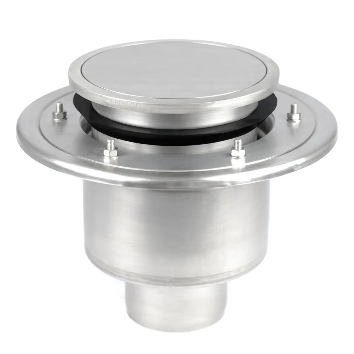 Dikey iki parçalı yuvarlak yer süzgeci sızdırmaz kapak ile