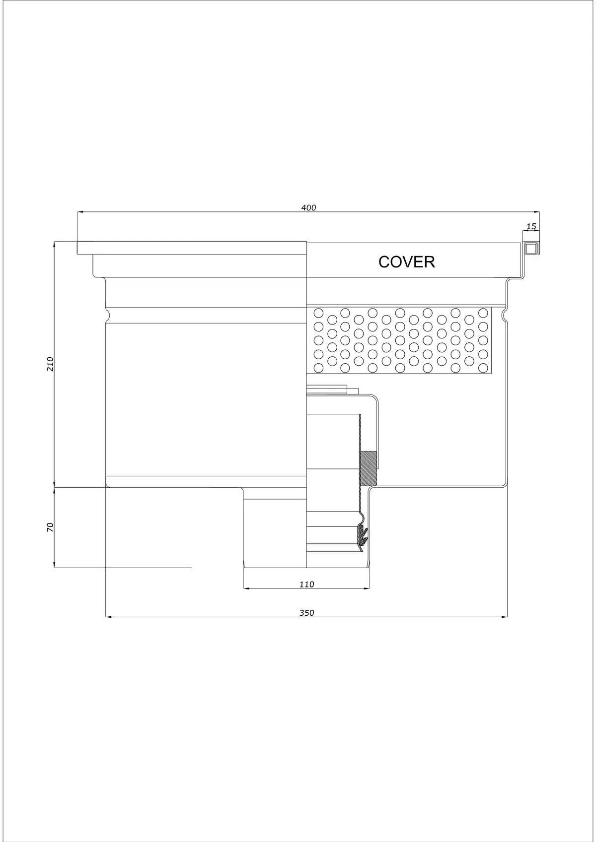 Yer Süzgeci BK_KRD 400x400 DN 110 - Tek Parça Dikey