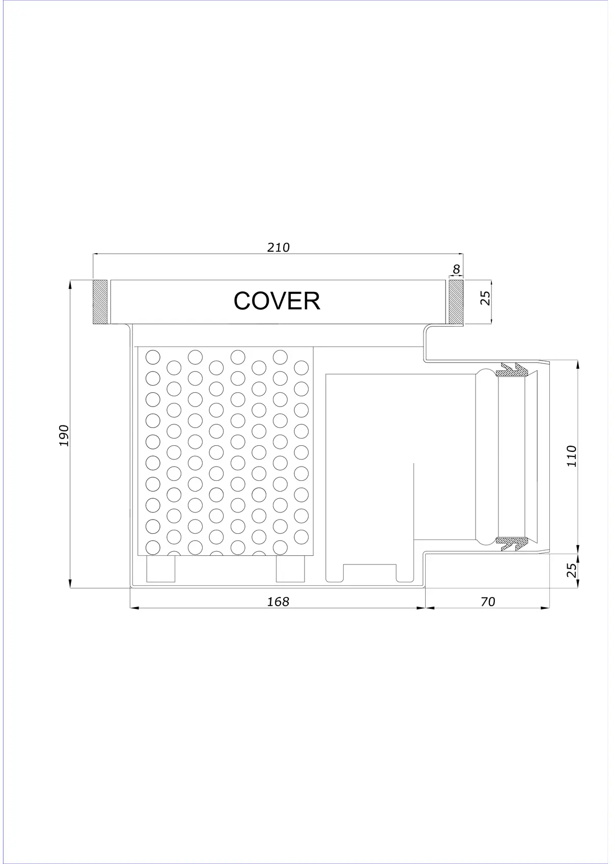 Yer Süzgeci BK_KROB 210 DN 110 Kenarlı 25x8mm - Tek Parça Yatay