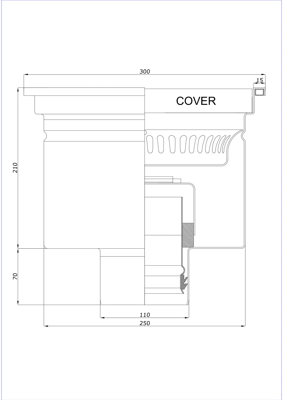 Yer Süzgeci BK_KRD 300x300 DN 110 - Tek Parça Dikey