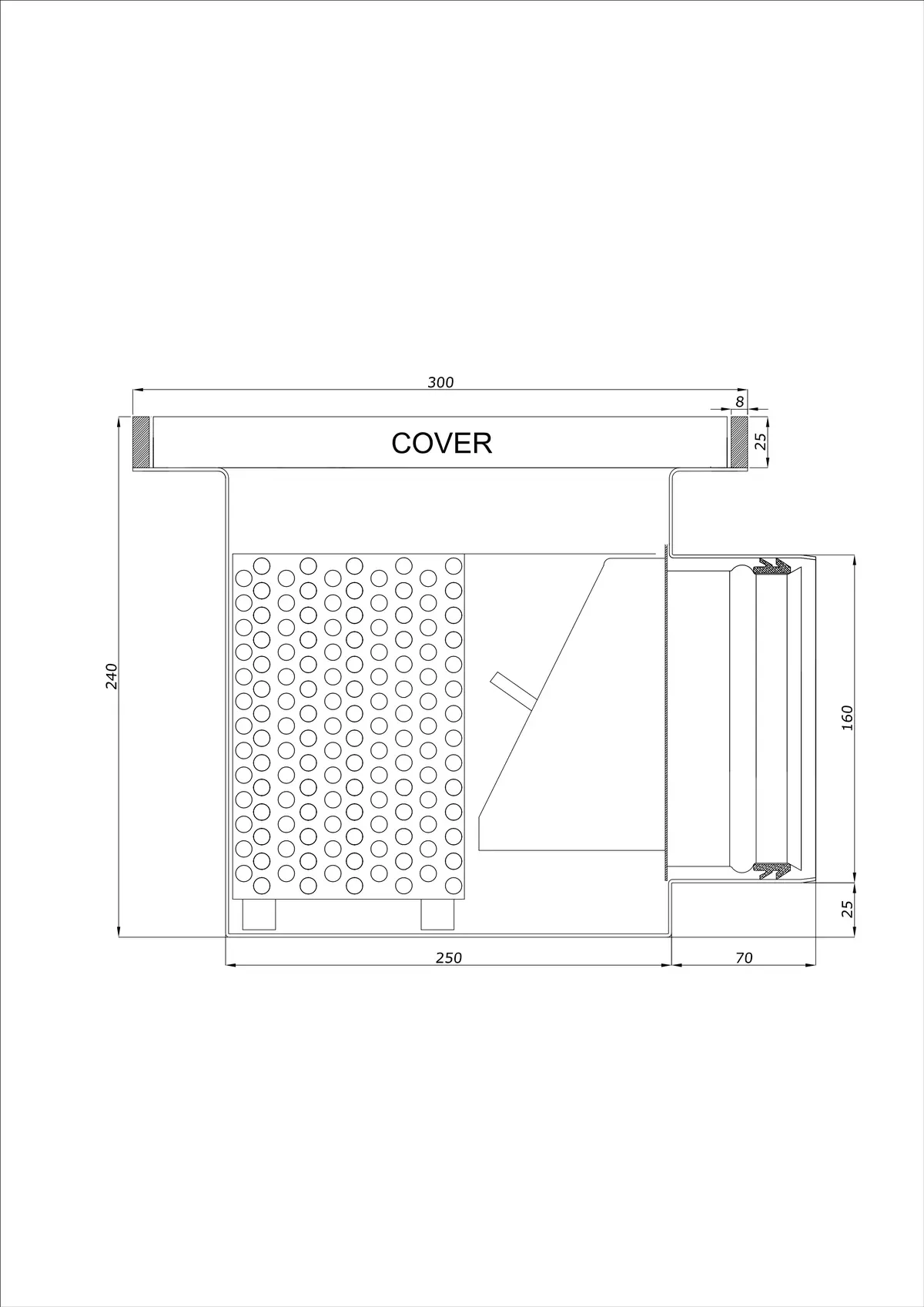 Yer Süzgeci BK_KROB 300 DN 160 Kenar 25x8mm - Tek Parça Yatay Drenaj